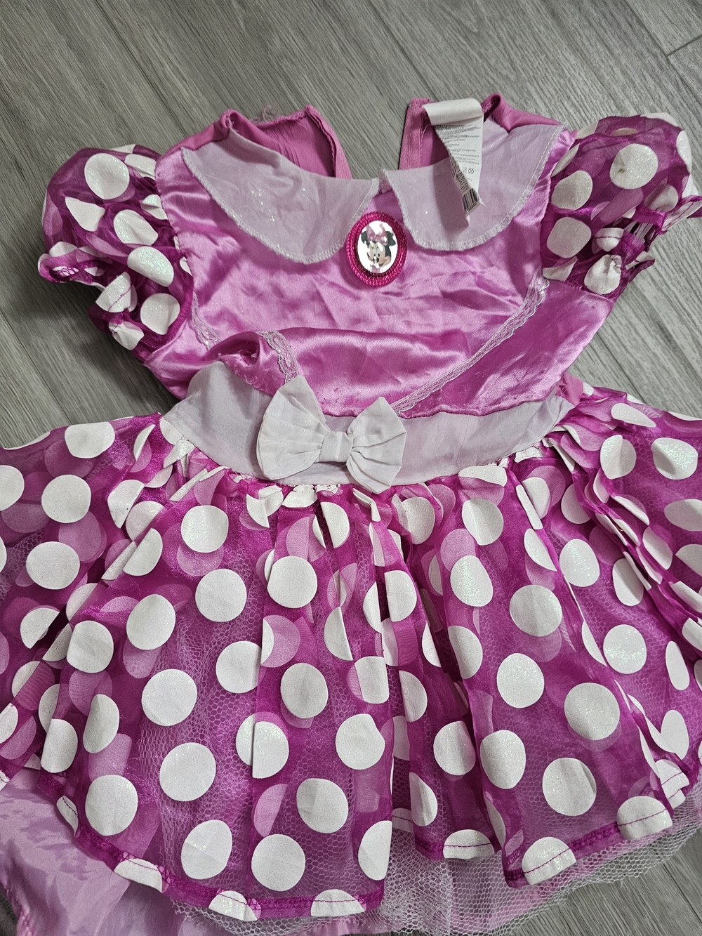 Disney Pink Polka Dot Party Dress with White Accents